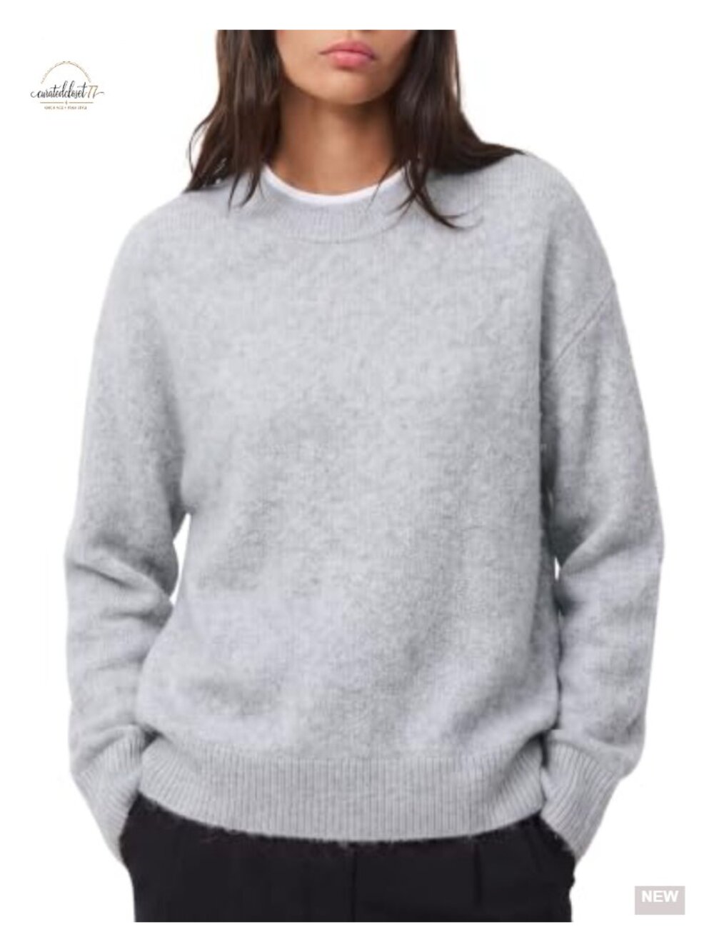 Women Oversized Fuzzy Knit Crew Neck Long Sleeve Pullover Sweater